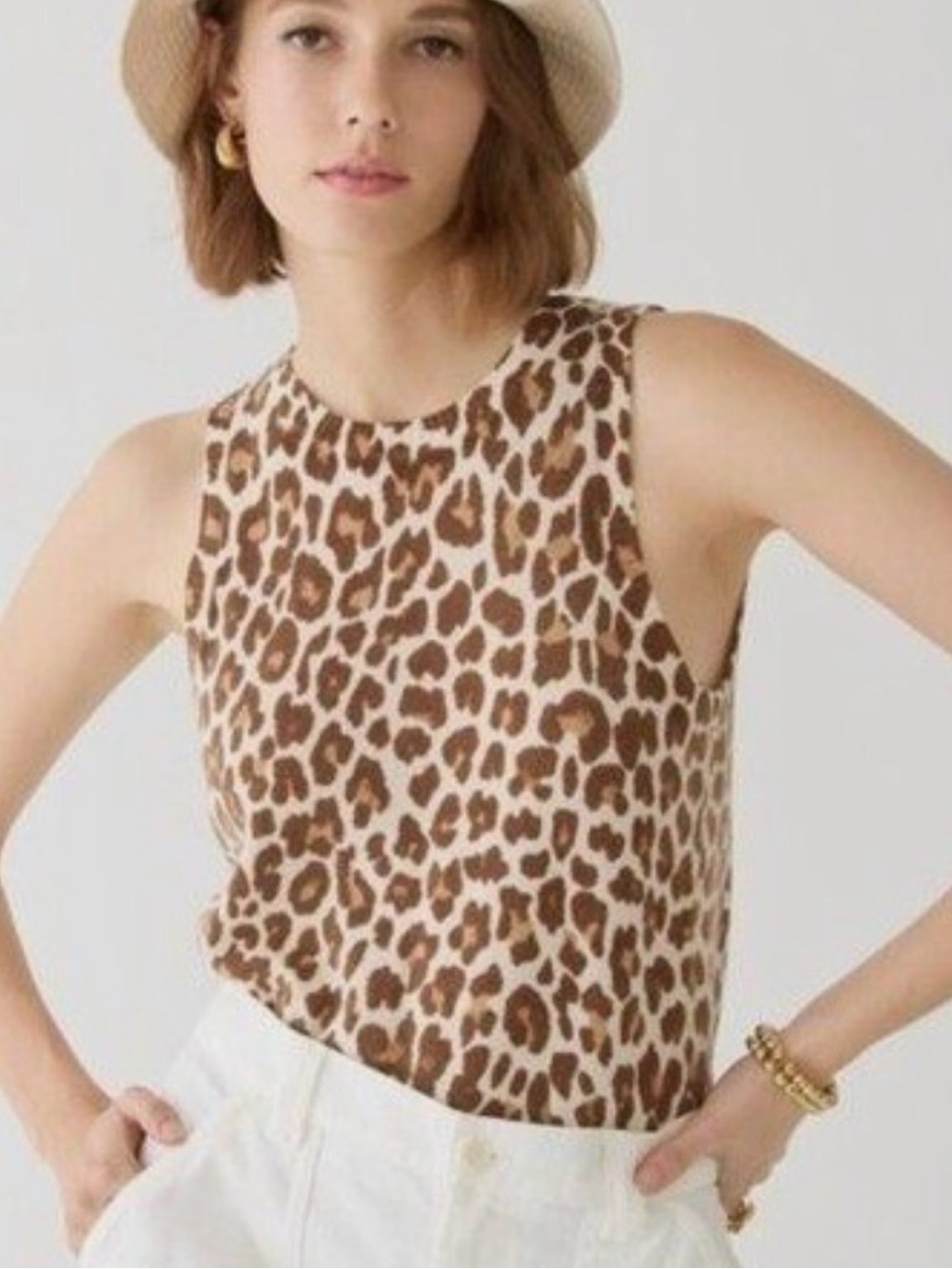 J.CrewCashmere Leopard Print Women’s Shell Top - Brown